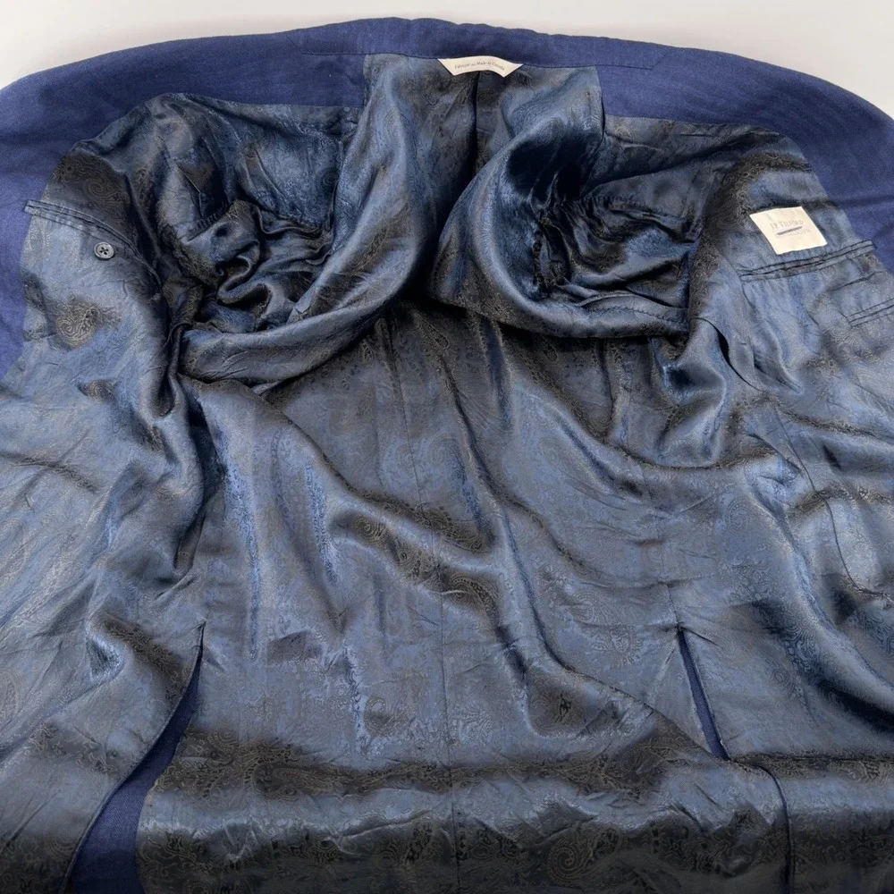 J.P. Tilford Samuelsohn Loro Piana Blazer Men 42L Blue Cashmere Silk Herringbone